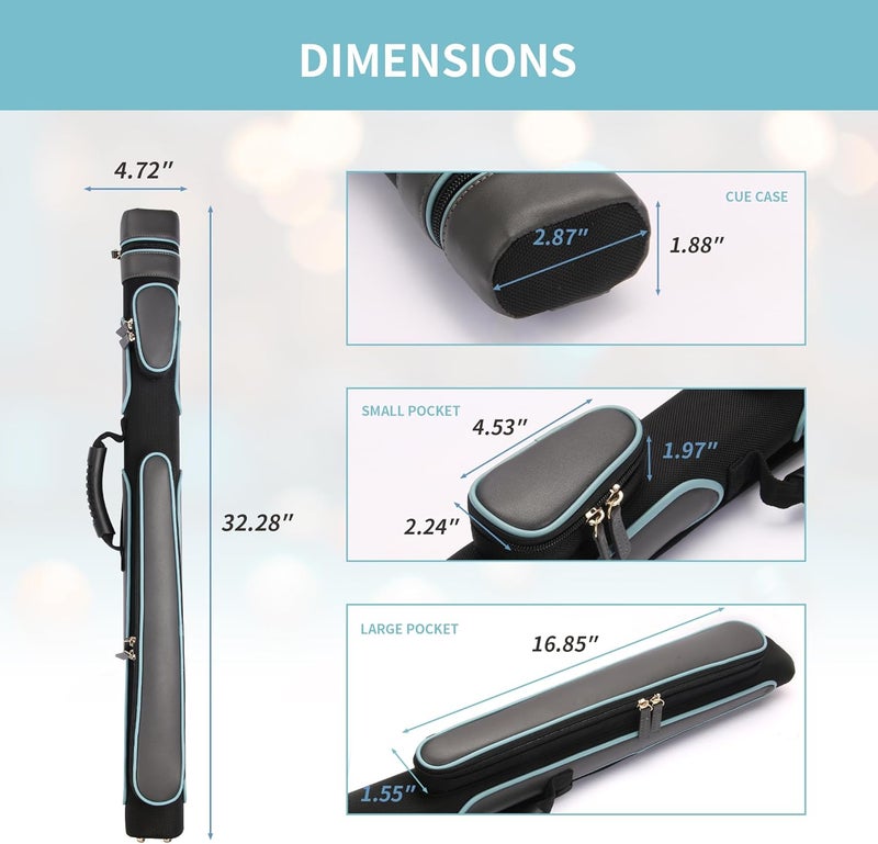 Yautja Pool Cue Case, Hard Pool Stick Case 1x1, Holds 1 Complete of 2-Piece Cue, with 2 Zipper Pockets, Soft Shoulder Strap Handle, Waterproof PU Billiard Stick Bag, Billiards Pool Accessories for Man Women - Image 5